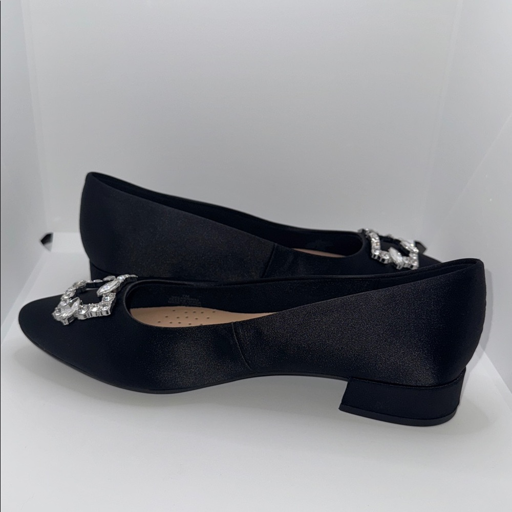 Easy Spirit Carisma Black Satin Dress Pumps w Rhinestone Buckle Women’s 7 - Picture 8 of 13